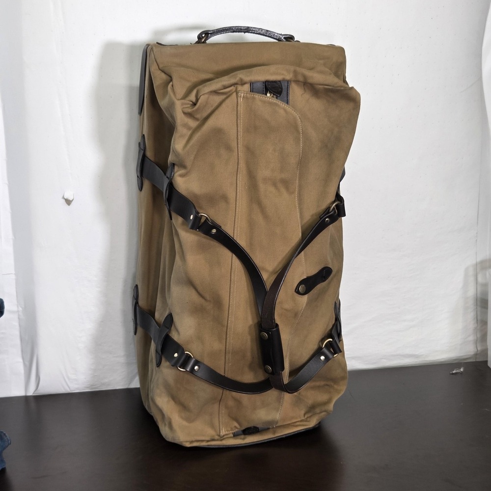 Filson Bag Brown Rugged Twill Rolling Duffle Canvas Luggage Stains